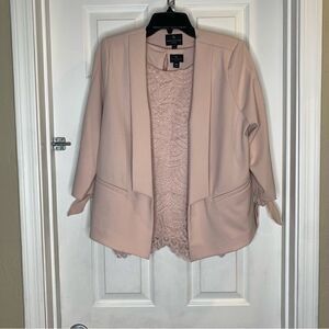Worthington Pale Pink Skirt Suit Set Jacket/Tank/Skirt Petite